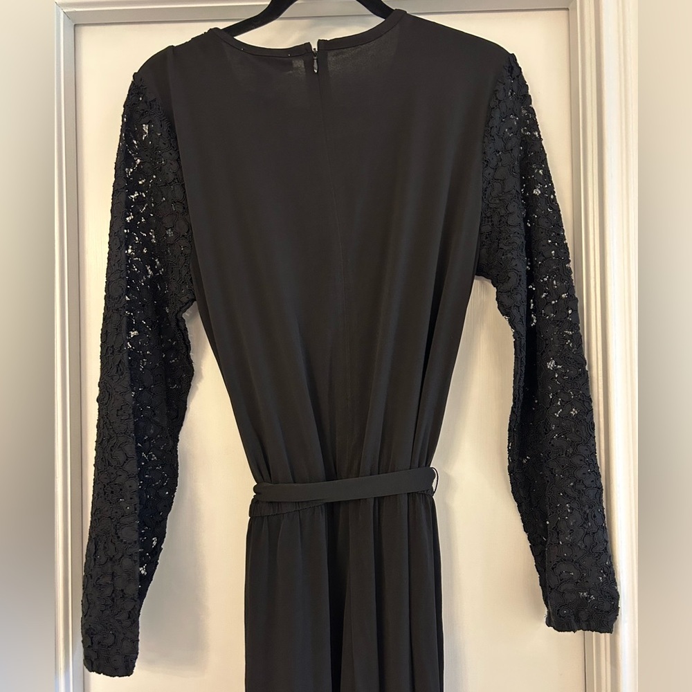 Michael Kors Black Long Sleeve Jumpsuit with Lace Sleeves - Picture 9 of 10